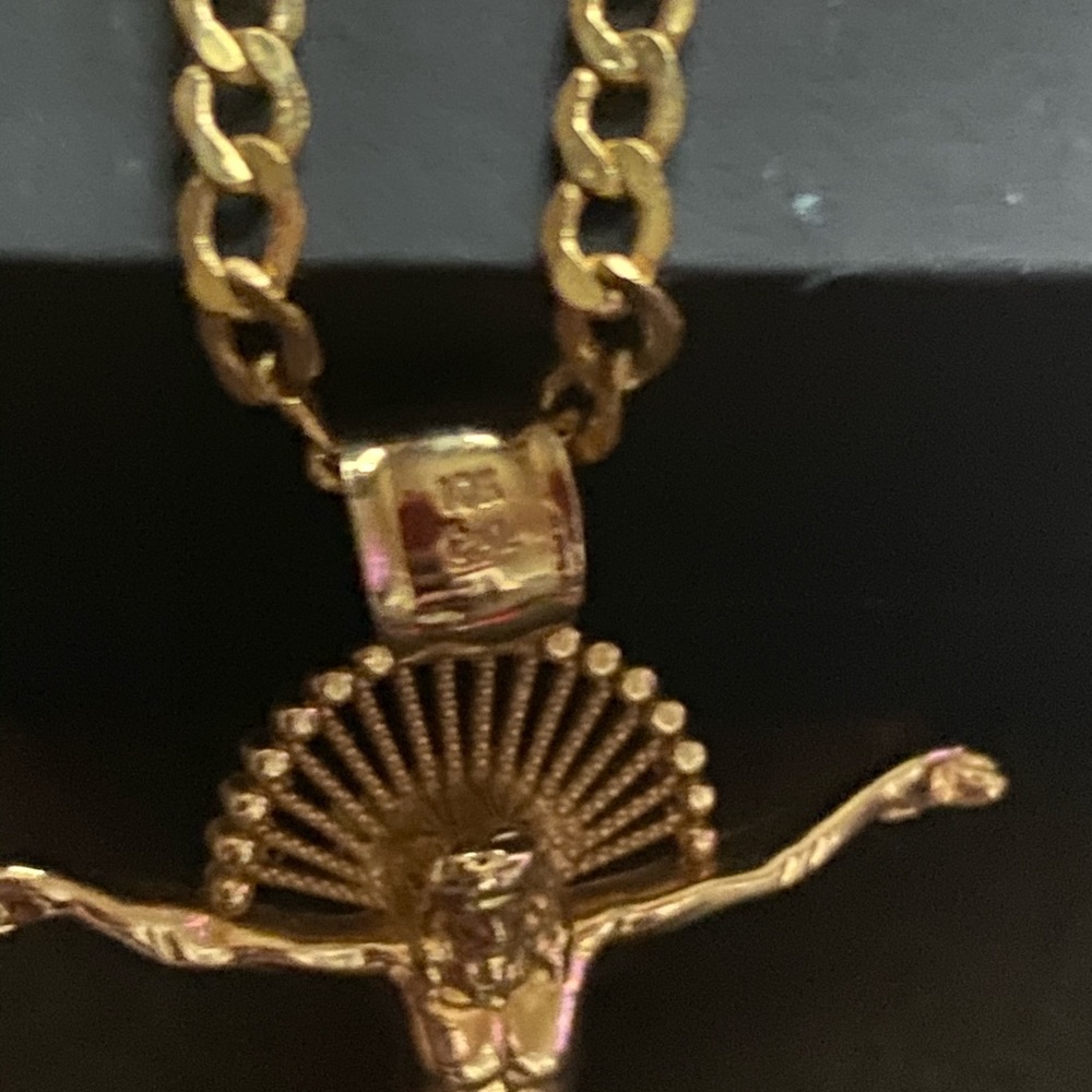10k 24 inch 3.5 mm solid gold chain with pendant - Picture 3 of 6